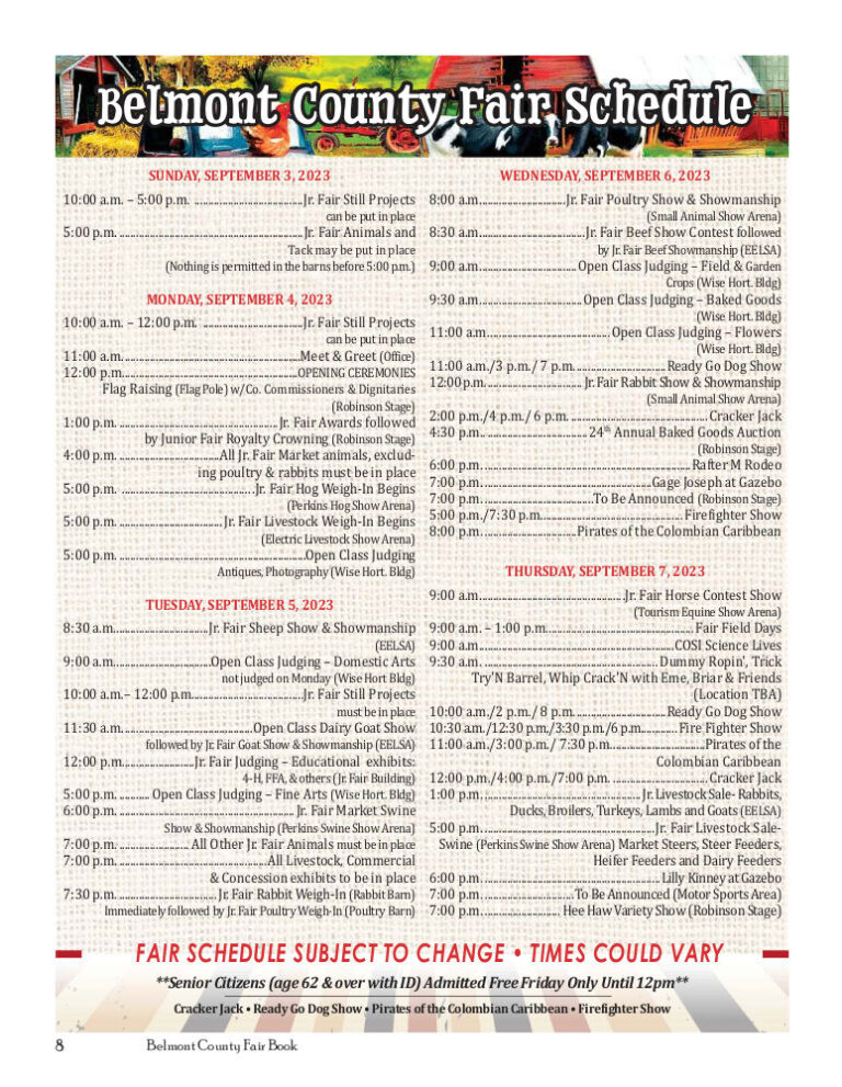 Belmont County Fair Schedule Belmont County Agricultural Society